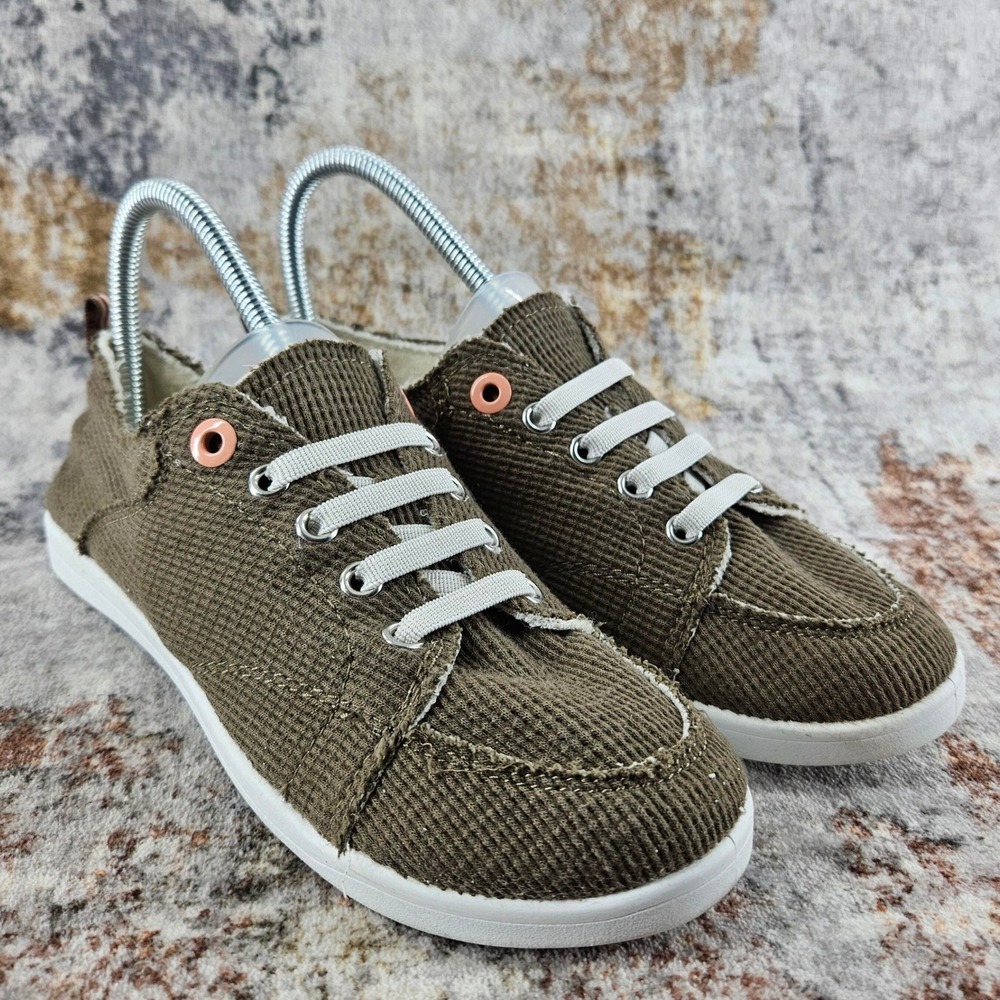 Vionic Pismo Beach Shoes Women 7 Green Corduroy Slip On Sneakers Coastal Comfort